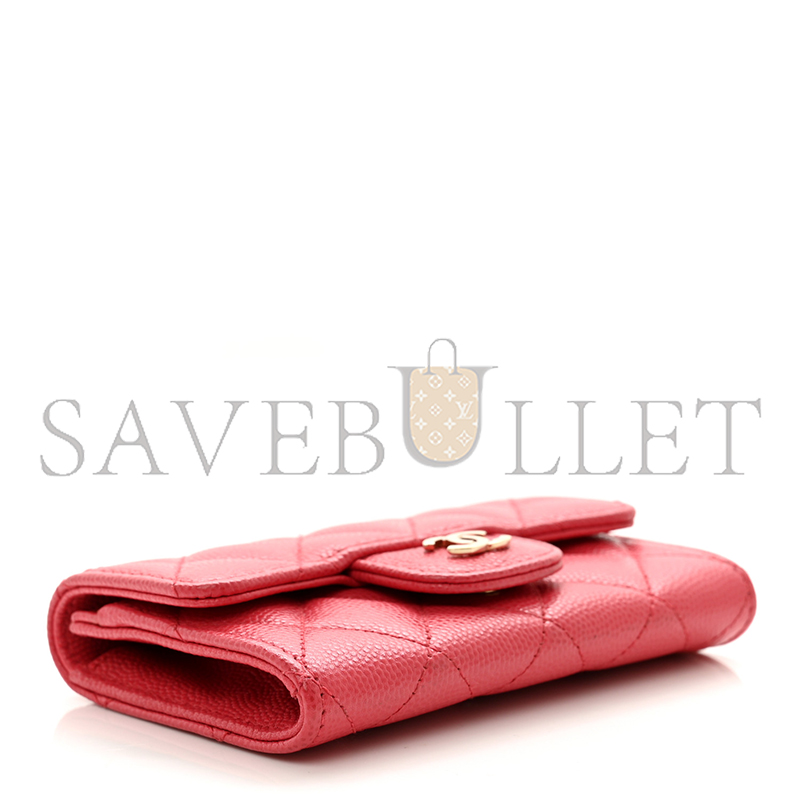 Ch*el caviar quilted flap card holder pink ap0214 (11.3*7.5*2.5cm)